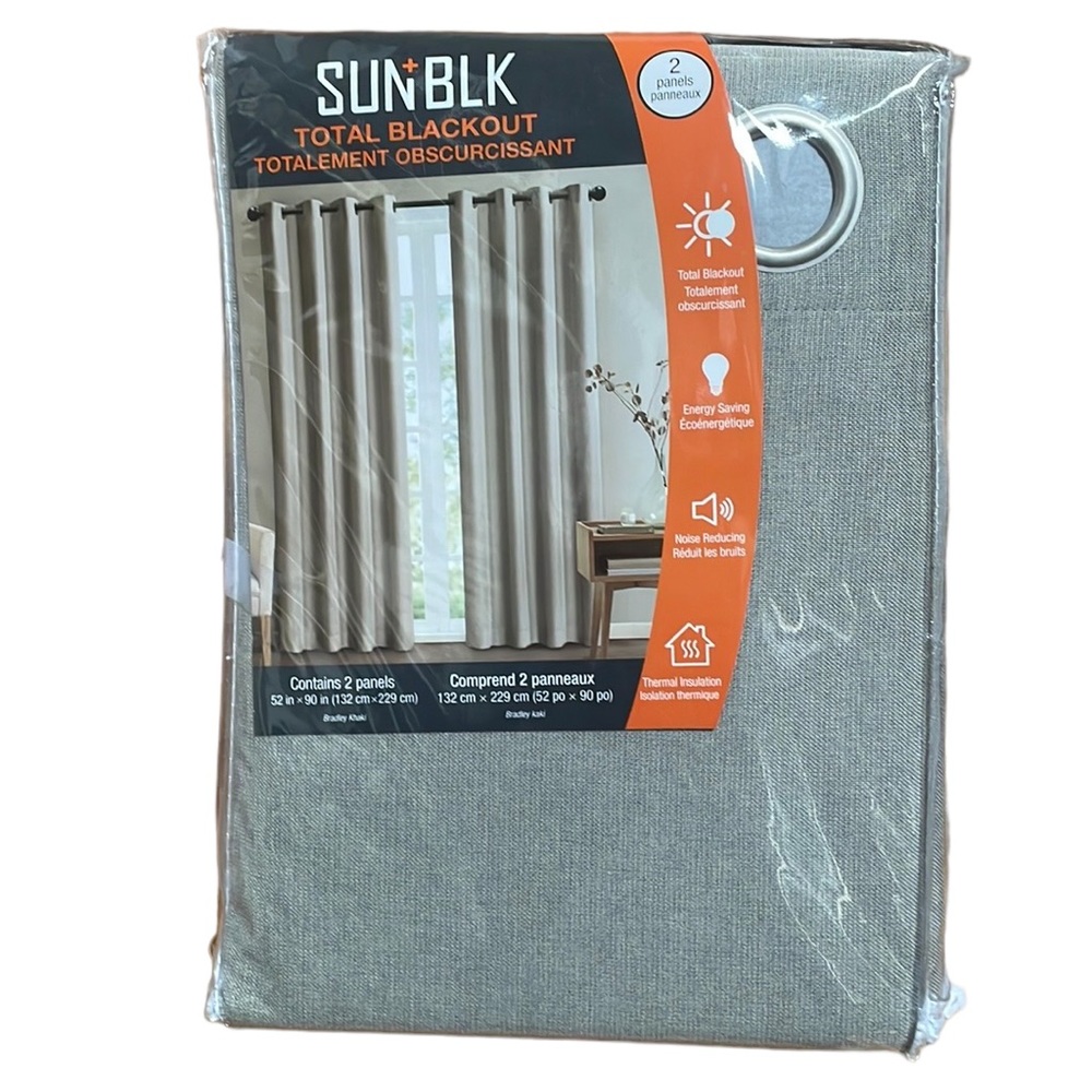 SUN BLK - 2 Panel Total Blackout Curtains
